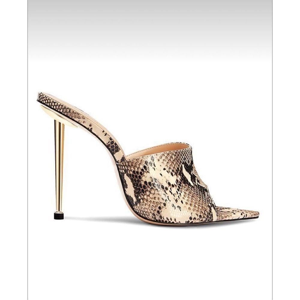Femme LA Python Mule Print Heel Shoes Size 37 US 7